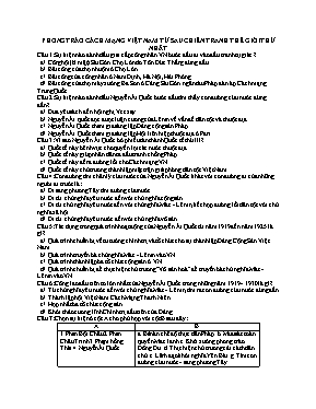 Một số câu hỏi trắc nghiệm môn Lịch sử lớp 12